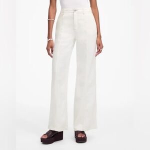 NWT Madewell Wide Sweep Trousers Airy Denim Edition in Tile White Soft Size 28